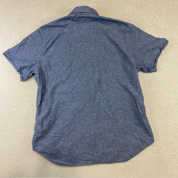 Tommy Hilfiger Shirt Men XL Chambray Short Sleeve Button Down Linen Blend - Picture 6 of 11